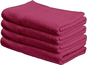 DEYARCO Princess - 4 Pcs Set Bath Towel, Fabric: 100% Cotton Terry, Size: 70x140cm, Pattern: Ringspun, Color: Fuschia Pink