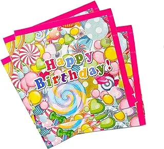 PARTY TIME - 6 Pieces per Pack of Colorful Happy Birthday Design Paper Napkins The 2 Ply Party Napkins, Highly Absorbent of Vibrant Colors Beverage Napkins