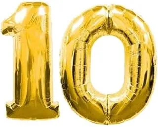 PARTY TIME - Gold Number 10 Helium Foil Party Balloon (16 inches)