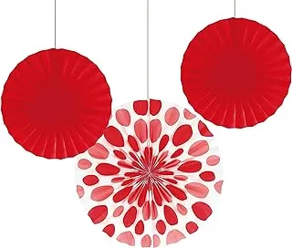 Creative Converting Solid & Polka Dot Paper Fan, Classic Red