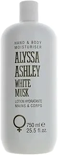 ALYSSA ASHLEY White Musk Hand & Body Mositurising Cream Fast Absorbing Leaves Skin Soft and Deep Hydrating Non-Sticky Non-Greasy All Types Long Lasting Fragrance Lotion 750ML