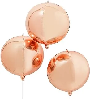 Ginger Ray Orb Balloons 3-Pieces, 22-Inch Size, Rose Gold