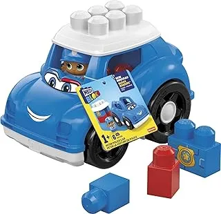 Mega Bloks First Builders Peter Police Car with Big Building Blocks, Building Toys for Toddlers (6 Pieces)