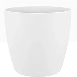 Elho Brussels Planters Round Plastic Flower Pot, 22 cm Size, White