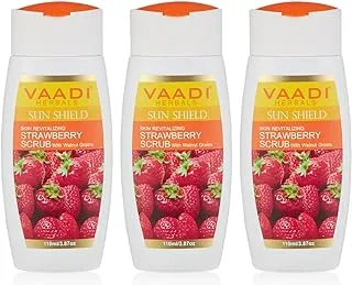 Vaadi Herbals Organic Strawberry Scrub Moisturising Lotion With Walnut Grains (3 X 110 ml/ 4 Fl Oz)