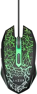 LAZOR TAP-X GM03C Professional Gaming Mouse with 4 Adjustable DPI Settings, 7-Color Changeable Backlight, USB Wired, Black, 1.5M