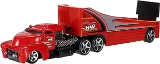 Hot Wheels Super Rigs, 1:64 Scale Toy Car and Matching Transporter, 2 Vehicles (Styles May Vary)