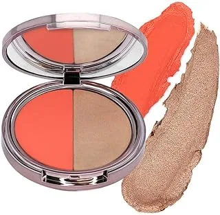 Girlactik Usa. Cream Powder Blush & Cheek Tint Duo. Matte & Shimmer Finish. Lighweight, Pigmented, Buidable Coverage. -Glow Duo Blush, La Vie