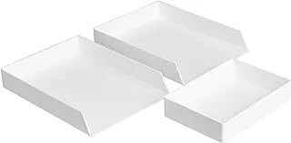 Amazon Basics Plastic Desk Organizer Bundle - Letter Tray 2-Pack/Accessory Tray, White