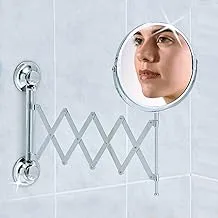 Everloc Round Mirror, No Drilling, No Screws, No Glue, No Adhesive, Vacuum Suction Magnifying Extendable Bathroom Mirror, Flexible, Adjustable, Easy Install, EVL-10210