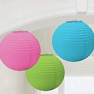 PARTY TIME 3 Pcs. Mix Colors Paper Lantern Hanging Chinese Handmade Lanterns Decoration for Festival Birthday Wedding Home Party - 12 Inch