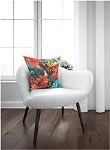 Home Town Digital Print Micro Fibre Vintage Floral Red & Blue Cushion With Filler,45X45Cm