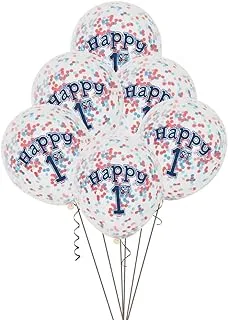 Unique Nautical Boy 1st Birthday Confetti Balloon 6-Pieces, 12-Inch Size, Blue