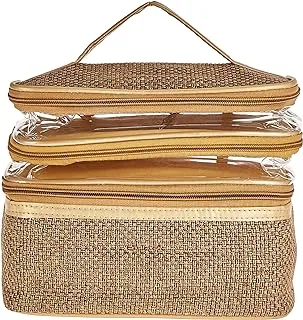 KUBER INDUSTRIES Jute Make Up, Jewellery Kit Bag (Jute Design), Golden