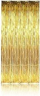 Party Propz Golden Metallic Fringe Foil Curtain (3 Feet by 6 Feet) for birthday decoration, party supplies,birthday party supplies,fringe door curtain (Golden, Set Of 1)