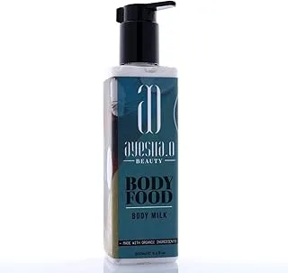 Ayesha Omar Body Food & Body Milk Lotion - 250 ml Natural Body Milk lotion with Coconut Oil and Platinum Flakes Moisturises with Sun Protection