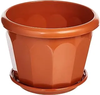 Cosmoplast Plastic Hexagonal Flowerpot 35 With Tray Terracotta, Hex 35, Iffp35073Tc