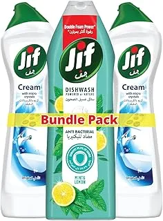 JIF Original Cream Cleaner & Antibacterial Liquid Dishwash, 2x 500ml + 750ml