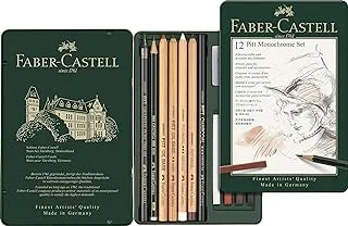 Faber-Castell Small Pitt Mixed Media Set, Monochrome – Tin of 12, (18-112975)