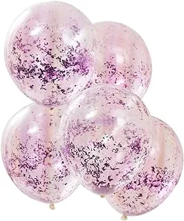 Ginger Ray Confetti Filled Balloons 5-Pieces, 12-Inch Size, Lilac