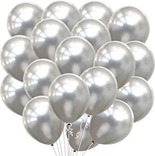 Silver Chrome Latex Balloons Kit - Pack of 30 | Silver Metallic Balloon for Arch Decor | Silver Balloons for Graduation Decoration | Latex Balloons for Birthday, Bridal Shower, Home, Office Decor