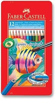 Faber Castell Fish Design Water Colour Pencils 12 Colour In A Flat Metal Tin, Multicolor, 115929, WATER COLOUR FISH