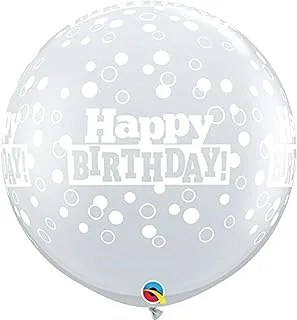 Qualatex Happy Birthday Stars and Swirls A Rounded Printed Latex Balloons 2-Pieces، 3 أقدام قابل للنفخ القطر، أزرق