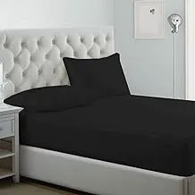 iBed home Luxury Fitted sheet 2Pcs Set, Cotton 300 Thread Count,Single Size, Black