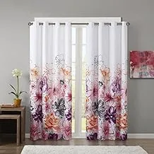 Intelligent Design Id40-1011 Pink Blackout Bedroom, Casual Darkening Living Family Room, Olivia Floral Grommet Black Out Window Curtain, 50X84, 1-Panel Pack