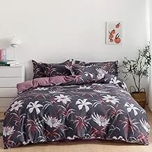 Rishahome 6-Piece Double Size Duvet Cover Set|1 Duvet Cover + 1 Flat Sheet + 4 Pillow Cases|Microfibre|Mudita