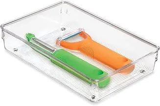 InterDesign Linus Organiser Tray, Large Plastic Drawer Insert, Works Well as Accessories Organiser, Clear