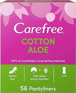 Carefree Daily Panty Liners, Cotton, Aloe, Pack of 56