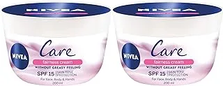 NIVEA Even Tone Cream, Care Fairness Prevents Skin Darkening, SPF 15, Jar 2x200ml