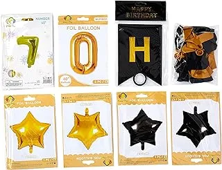 70th BIRTHDAY PARTY DECORATIONS KIT - 35pcs/pack Happy Birthday Foil Balloons, 70 Number Balloon Gold, Balck Gold and White Latex Balloons,Perfect 70 Year Old Party Supplies