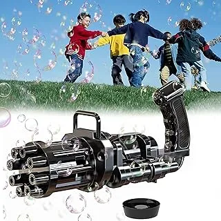 T/He Electric Bubble Machine, Black Gold Gatling Gun, Children'S Automatic Blowing Toy, Gun Fan Combination Function (Without Water)