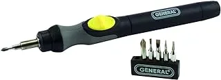 General Tools Precision Cordless Electric Screwdriver #500 With Six Bits And Quick Change Chuck, Handles Difficult, Repetitive Screw-Fastening Jobs