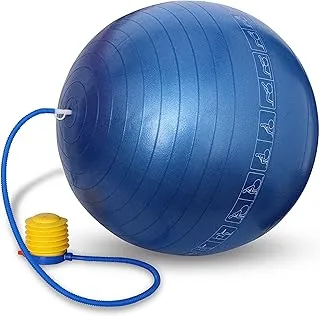 Nivia Unisex Adult AntiBurst Ball (Blue) | With Footpump | 75 CM | Polyvinyl Chloride (PVC) | Round Shape for Exercise, Workout, Home Gym Equipment