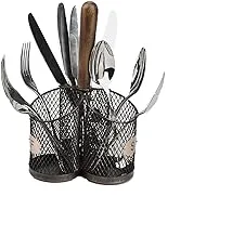 Mind Reader, Cutlery, Silverware Organizer, Utensil Caddy, Multi-Purpose Holder, Silver, One Size, Black Mesh