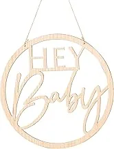 Ginger Ray Hey Baby Shower Wooden Hoop Wreath, 36 cm Diameter