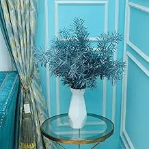 YATAI Artificial Pine Needle Grass Leaf Tropical Plants Faux Safari Leaves Artificial Flowers for Home Floral Wedding Festival Crafts Event Birthday Party Table Floor Vase Decorations - Blue (6)