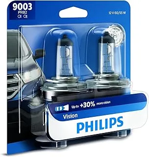 Philips 9003 Vision Upgrade Headlight Bulb with up to 30% More Vision, 2 Pack Cool White