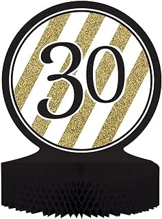 Creative Converting 30th birthday centrepiece honeycomb, black/gold