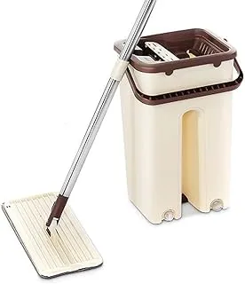 In-House Floor Mop Set, Durable Flat Mop and Mop Bucket, Beige, NA37761-1