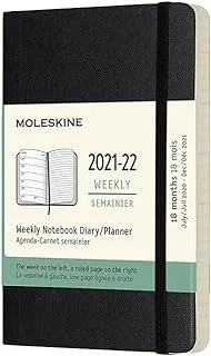 Moleskine, 18 Month Weekly Planner, Soft Cover, Pocket Size, Black