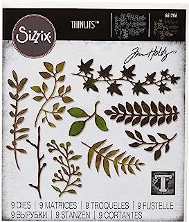 Sizzix Thinlits Dies Garden Greens By Tim Holtz 9Pk, Carbon Steel, Multi-Colour, 19.1 X 14.4 0.4 cm