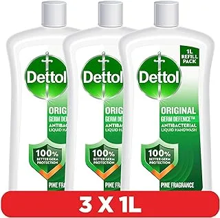 Dettol Original Hand wash Liquid Soap Refill, Pine Fragrance, 1L, Pack of 3