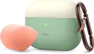 جراب Elago Duo معلق لسماعات Apple Airpods Pro - أبيض كلاسيكي علوي / خوخي ، أخضر فاتح