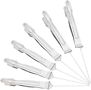 Lioobo 6Pcs Stainless Steel Hookah Tongs Shisha Clips Charcoal Locking Tong Scallop Silver