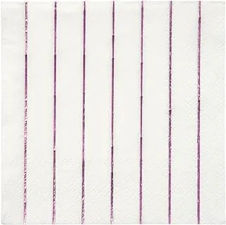 Meri Meri Metallic Striped Napkins 16 Pieces, Small, Pink