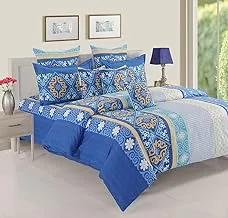 Swayam Sparkle Collection Flat Single Bedsheet with 1 Pillow Cotton,Graphic Pattern, Blue - Bedding Sets ,Blue ,Twin,11004